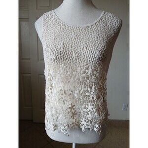Mossimo Supply Tank Top Womens Medium Ivory Lace Eye Lit Shirt‎ Sleeveless